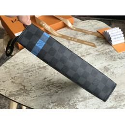 Replica Louis Vuitton Damier Graphite Light Blue Stripe Pochette Voyage MM