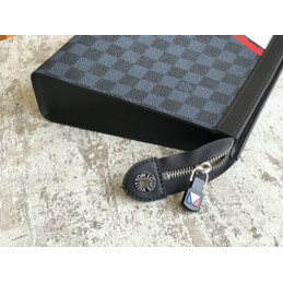 Replica Louis Vuitton Damier Graphite Light Blue Stripe Pochette Voyage MM