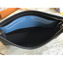 Replica Louis Vuitton Damier Graphite Light Blue Stripe Pochette Voyage MM