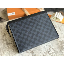 Replica Louis Vuitton Damier Graphite Red V Stripe Pochette Voyage MM