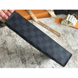Replica Louis Vuitton Damier Graphite Red V Stripe Pochette Voyage MM