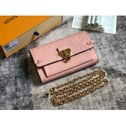 Replica Louis Vuitton Pale Pink Embossed Monogram Vavin Chain Wallet