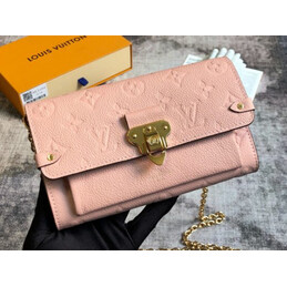 Replica Louis Vuitton Pale Pink Embossed Monogram Vavin Chain Wallet