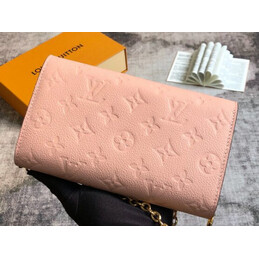 Replica Louis Vuitton Pale Pink Embossed Monogram Vavin Chain Wallet