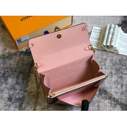 Replica Louis Vuitton Pale Pink Embossed Monogram Vavin Chain Wallet