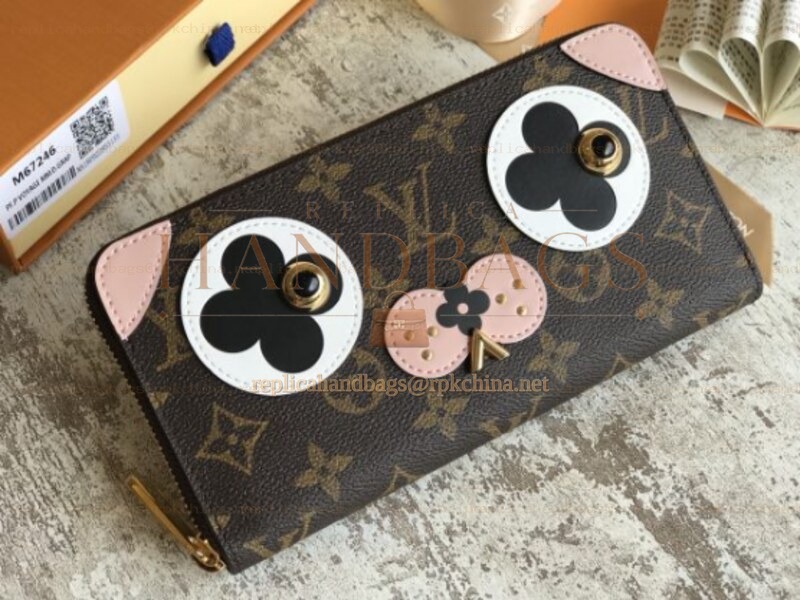 Replica Louis Vuitton Brown Monogram Dog Graphic Zippy Wallet