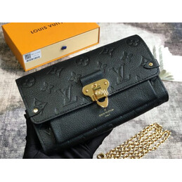 Replica Louis Vuitton Black Embossed Monogram Vavin Chain Wallet