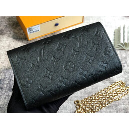 Replica Louis Vuitton Black Embossed Monogram Vavin Chain Wallet