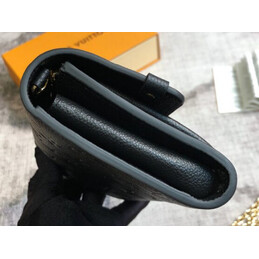 Replica Louis Vuitton Black Embossed Monogram Vavin Chain Wallet