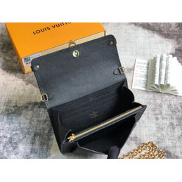 Replica Louis Vuitton Black Embossed Monogram Vavin Chain Wallet