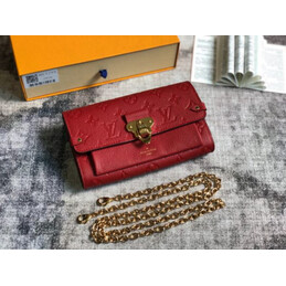 Replica Louis Vuitton Red Embossed Monogram Vavin Chain Wallet