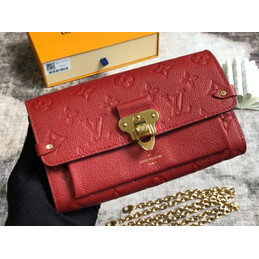 Replica Louis Vuitton Red Embossed Monogram Vavin Chain Wallet