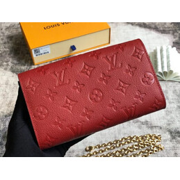 Replica Louis Vuitton Red Embossed Monogram Vavin Chain Wallet