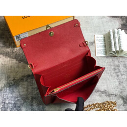 Replica Louis Vuitton Red Embossed Monogram Vavin Chain Wallet