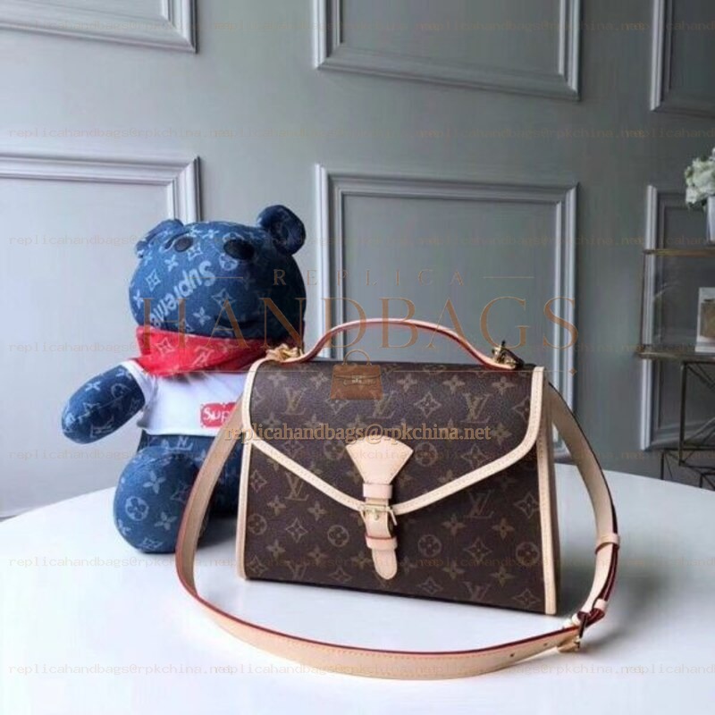 Replica Louis Vuitton Brown Monogram Pale Pink Trim Bel Air