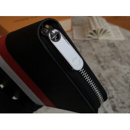 Replica Louis Vuitton Black Epi Leather Red White Stripe Zippy Organizer Wallet