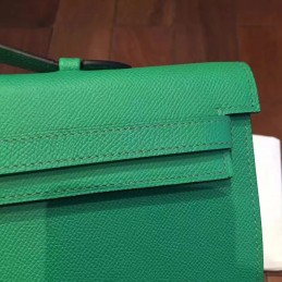 Replica Hermes Green Kelly Cut Clutch Gold Hardware