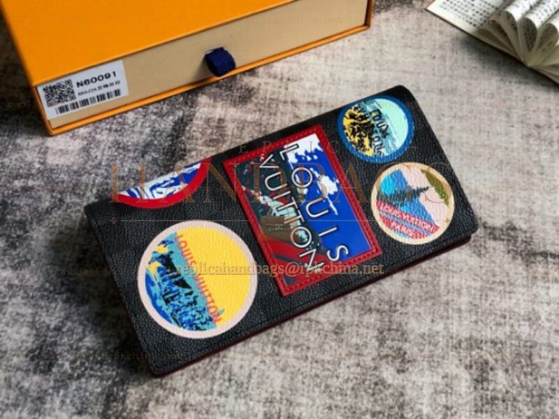 Replica Louis Vuitton Black Travel Sticker Zippy Organizer Wallet