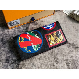 Replica Louis Vuitton Black Travel Sticker Zippy Organizer Wallet