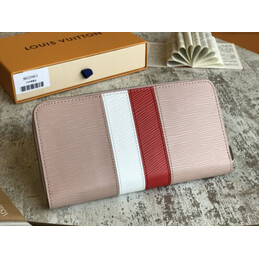 Replica Louis Vuitton Pale Pink Red White Stripe Zippy Wallet