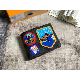 Replica Louis Vuitton Black Travel Sticker Multiple Wallet