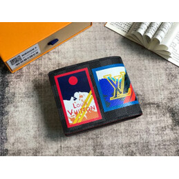 Replica Louis Vuitton Black Travel Sticker Multiple Wallet