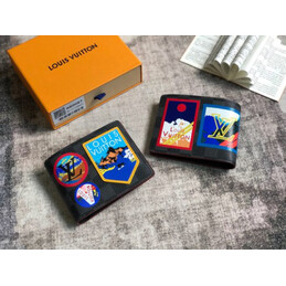 Replica Louis Vuitton Black Travel Sticker Multiple Wallet