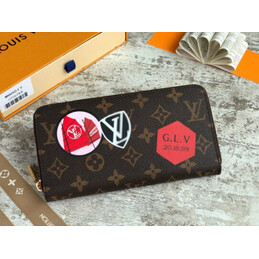 Replica Louis Vuitton Brown Monogram London Patch Zippy Wallet