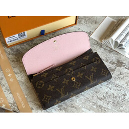 Replica Louis Vuitton Brown Monogram Pale Pink Snap Emilie Wallet