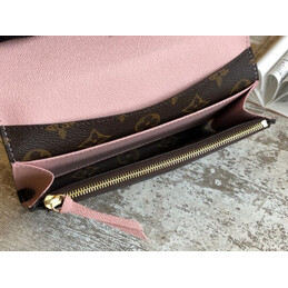 Replica Louis Vuitton Brown Monogram Pale Pink Snap Emilie Wallet