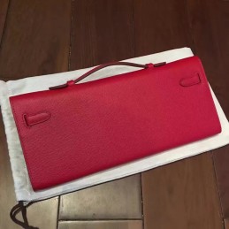 Replica Hermes Red Kelly Cut Clutch Gold Hardware