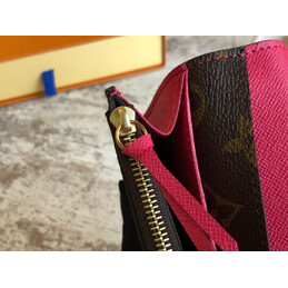 Replica Louis Vuitton Brown Monogram Red Snap Emilie Wallet - Style 2