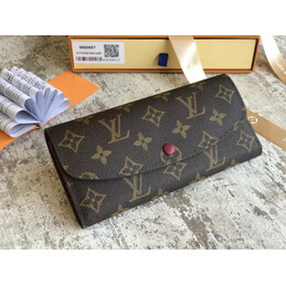 Replica Louis Vuitton Brown Monogram Burgundy Snap Emilie Wallet - Style 2