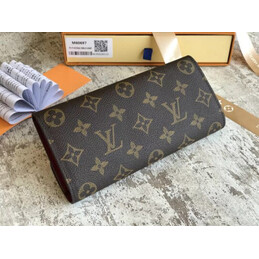 Replica Louis Vuitton Brown Monogram Burgundy Snap Emilie Wallet - Style 2