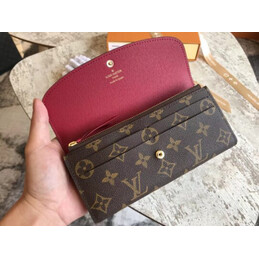 Replica Louis Vuitton Brown Monogram Burgundy Snap Emilie Wallet - Style 2