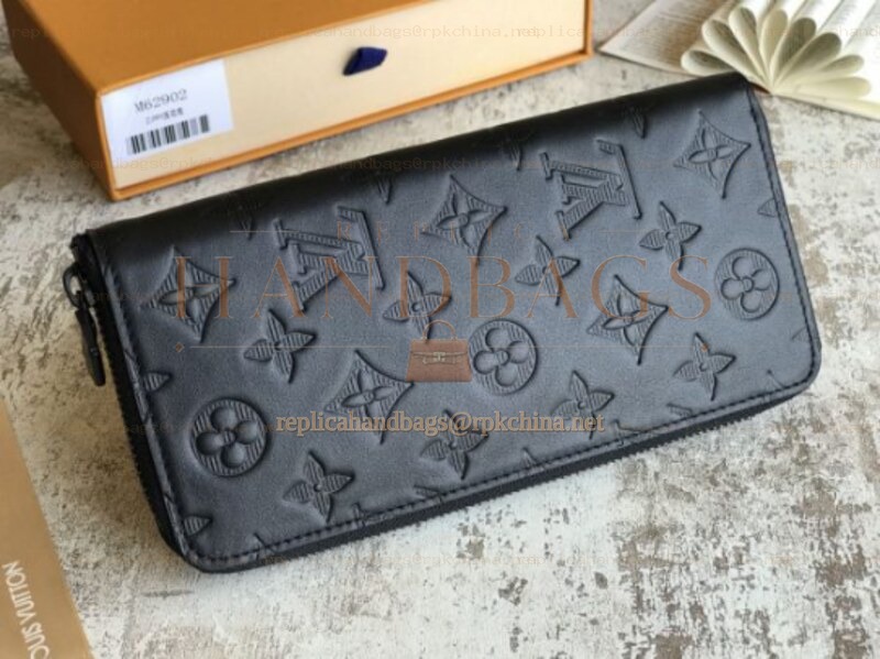 Replica Louis Vuitton Black Monogram Shadow Zippy Organizer Wallet