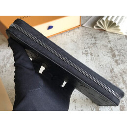 Replica Louis Vuitton Black Monogram Shadow Zippy Organizer Wallet