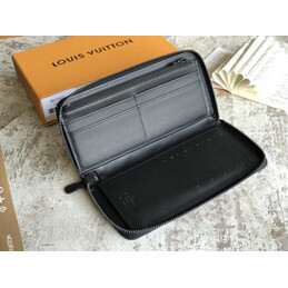 Replica Louis Vuitton Black Monogram Shadow Zippy Organizer Wallet