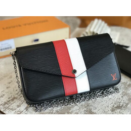 Replica Louis Vuitton Black Red White Stripe Felicie Pochette