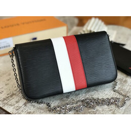 Replica Louis Vuitton Black Red White Stripe Felicie Pochette