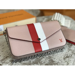 Replica Louis Vuitton Pale Pink Red White Stripe Felicie Pochette
