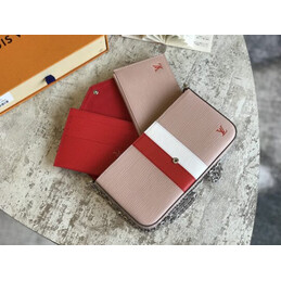 Replica Louis Vuitton Pale Pink Red White Stripe Felicie Pochette