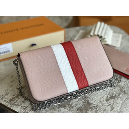 Replica Louis Vuitton Pale Pink Red White Stripe Felicie Pochette