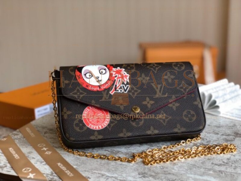 Replica Louis Vuitton Brown Monogram Panda Patch Felicie Pochette