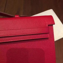 Replica Hermes Red Kelly Cut Clutch Gold Hardware