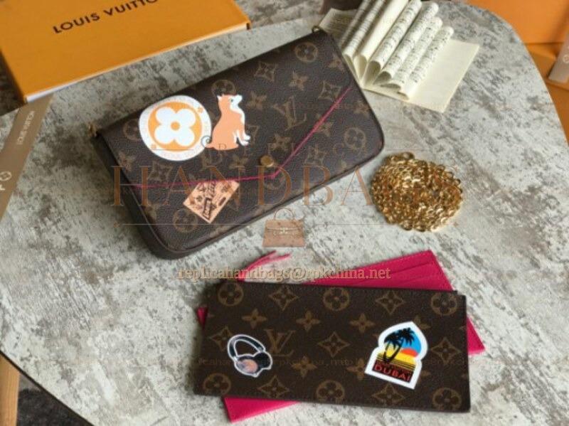 Replica Louis Vuitton Brown Monogram Multicolor Patch Felicie Pochette