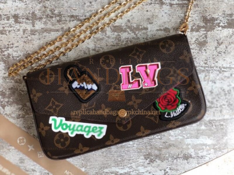 Replica Louis Vuitton Brown Monogram Black Graphic Felicie Pochette