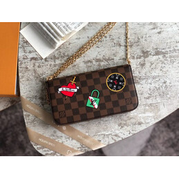 Replica Louis Vuitton Brown Damier Ebene Multicolor Patch Felicie Pochette