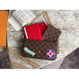 Replica Louis Vuitton Brown Damier Ebene Multicolor Patch Felicie Pochette