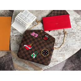 Replica Louis Vuitton Brown Damier Ebene Multicolor Patch Felicie Pochette